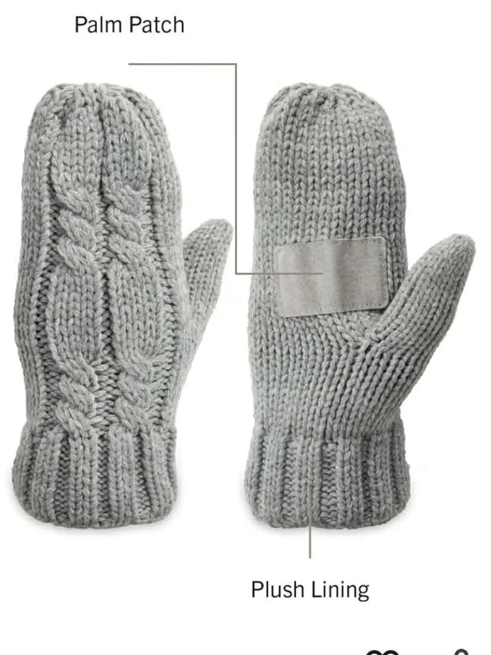 isotoner Light Gray Cable Knit Convertible Mittens